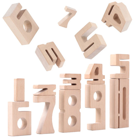 1-10 Wooden Digital Model Blocks – Stacking Toys for Kids, Math Games with Smooth No-Paint Wooden Number Blocks