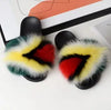 Luxury Women’s Fox Fur Slides – Cozy Fluffy Plush Slippers with Non-Slip EVA Sole, Perfect for Home or Casual Outdoor Style