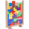 3D Tetris Wooden Building Blocks Puzzle - Colorful Tangram Brain Teaser STEM Montessori Toy for Kids Ages 3+
