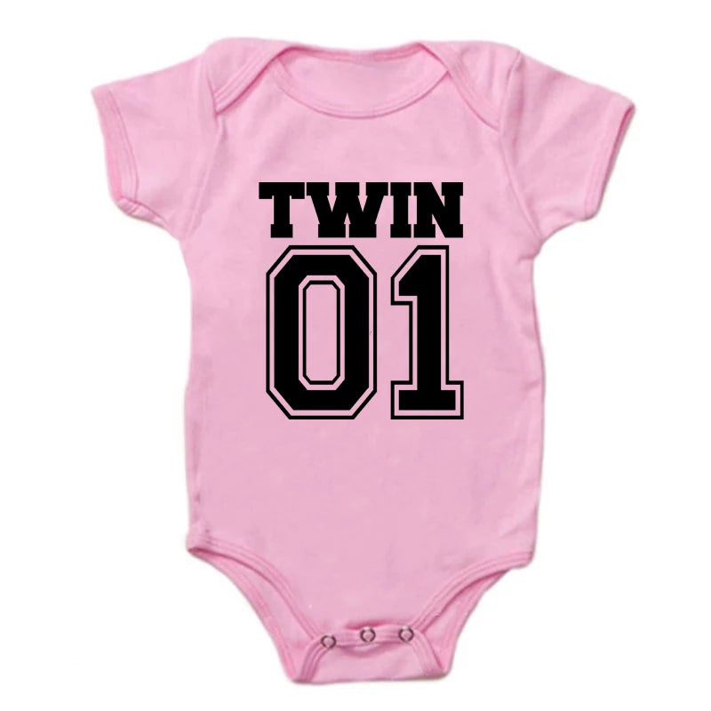 Matching Twin Baby Bodysuits – Cotton Onesies for Boys & Girls | Newborn Twin Outfits | Summer Romper Gift for Twins