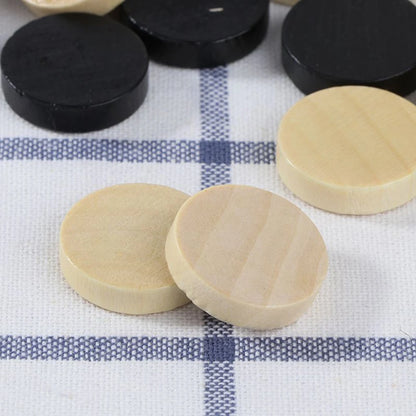 30-Piece Wear-Resistant Wooden Checkers and Backgammon Chess Pieces with 2 Dice Board Game for Adults and Kids Home Toy