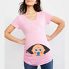 Summer Funny Cartoon Print Maternity T-Shirt | Pink Plus-Size Short Sleeve Tops | Pregnant Women Hot Sale T-Shirts