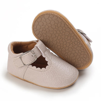 Khaki Baby Casual Shoes 0-18M Infant Toddler Bowknot Non-Slip Rubber Soft-Sole Flat PU First Walker Newborn Mary Janes