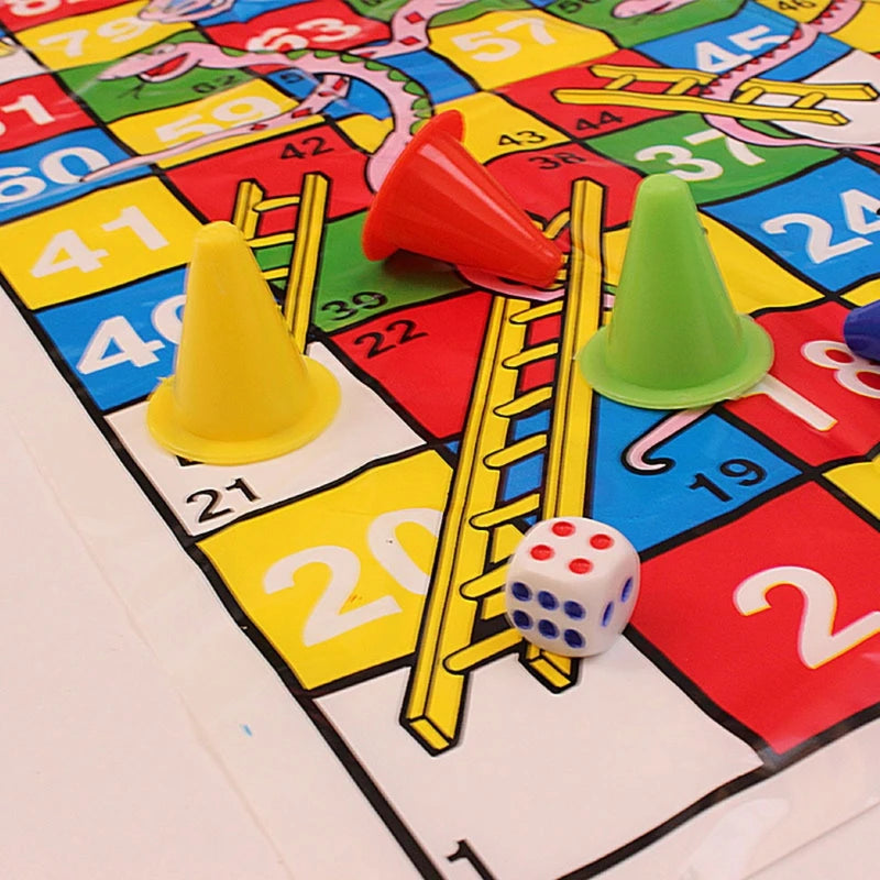 Snake and Ladder Educational Kids Toy Portable Flying Chess Family Party Board Game Set
