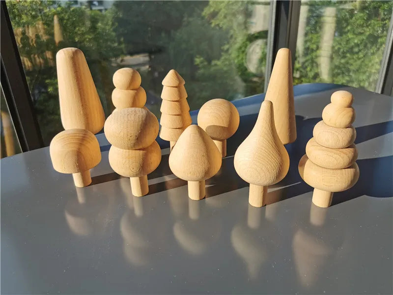 Kids Wooden Pastel Nordic Building Blocks – Stacking Crochet House, Animals, Rainbow, and Forest Tree Toys