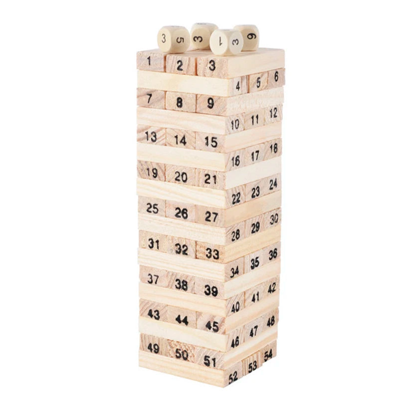 54PCS Wooden Building Blocks – Mini Tower Domino Stacker, Montessori Educational Game for Children, Fun Gift