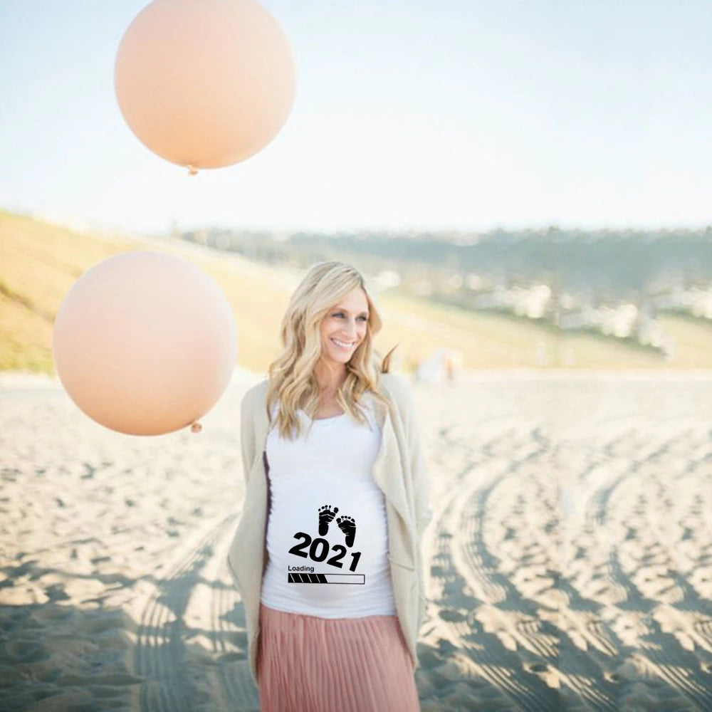 Summer Funny Cartoon Print Pregnancy T-Shirt | Maternity Tops | Plus-Size Short Sleeve for Pregnant Women | Hot Sale