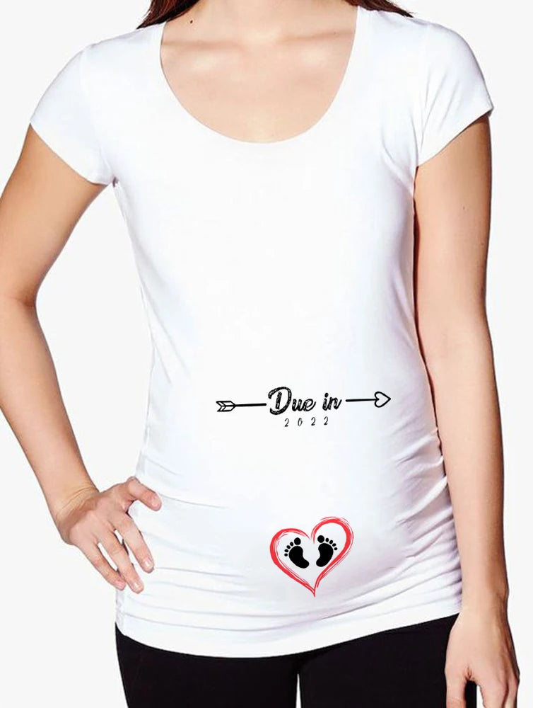 See You Soon Summer Tees Women T-shirts Slim Maternity Funny Letter Tops O-Neck Pregnancy T-shirts for Pregnant Women