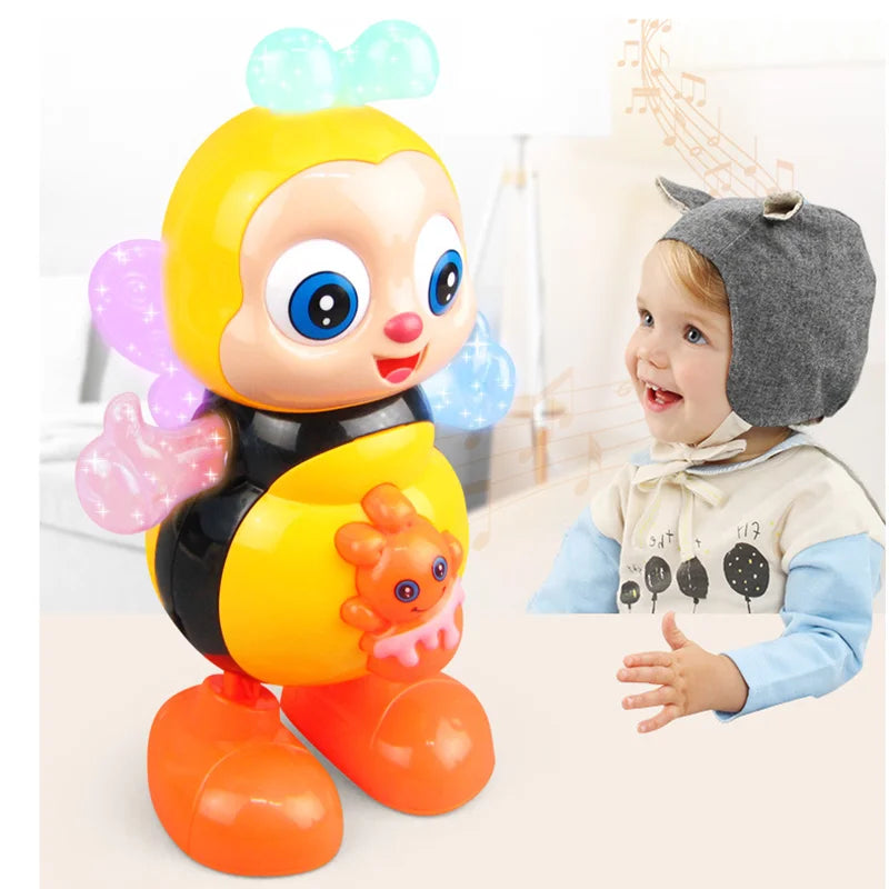 Vocal Cartoon Bee Electric Toy with Sound, Flashing Lights, Singing, and Dancing, Electronic Pet Music Toy Gift for Boys and Girls