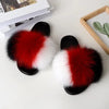 Women’s Real Fox Fur Slide Slippers – Fluffy Plush Furry Sandals with Non-Slip EVA Sole for Indoor & Outdoor Wear