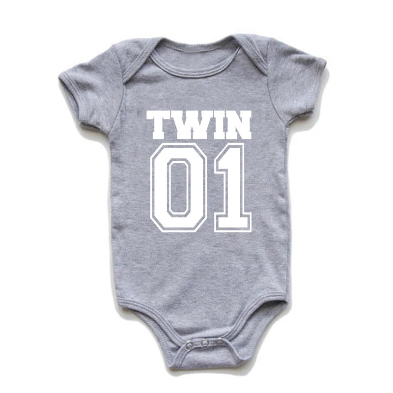 Matching Twin Baby Bodysuits – Cotton Onesies for Boys & Girls | Newborn Twin Outfits | Summer Romper Gift for Twins