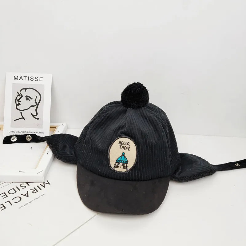 MILANCEL Kids Winter Fur-Lined Earflap Hat — Cartoon Knit Warm Cap for Boys & Girls, Ages 1-3 (49–56 cm / 19.3–22.0 in) — 4 Colors