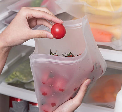 Silicone Reusable Food Storage Bag – Stand Up Ziplock, Leakproof Fresh-Keeping Container, Zip Shut Fresh Wrap Bag