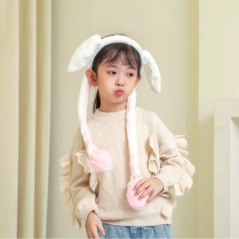 Plush Bunny Headband with Popping Ears – Interactive Rabbit Hairband for Kids & Adults, Approx. 58 cm (22.8 in)