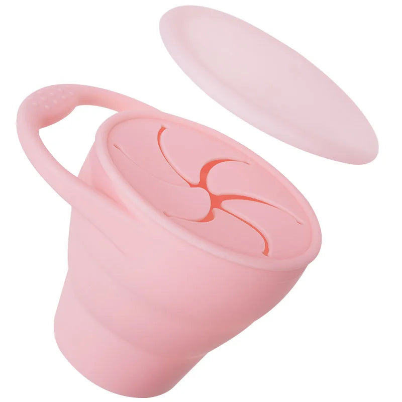 New Color Baby Silicone Snack Cup - Handheld Portable Food Storage, Foldable & Anti-Drop Snack Container for Babies