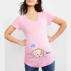 Summer Funny Cartoon Print Maternity T-Shirt | Pink Plus-Size Short Sleeve Tops | Pregnant Women Hot Sale T-Shirts
