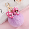 Disney Minnie and Mickey Mouse Plush Keychains, Cartoon Polka Dot Bow Pom-Pom Pendant Gift