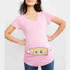 Summer Funny Cartoon Print Maternity T-Shirt | Pink Plus-Size Short Sleeve Tops | Pregnant Women Hot Sale T-Shirts
