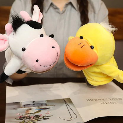 Stuffed Plush Hand and Finger Puppets, Lion Elephant Bunny Monkey Educational Toy for Kids