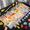 Montessori Wooden Math Toy – Busy Board with Counting, Shape, Color Matching, and Fishing Puzzle for Kids