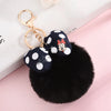 Disney Minnie and Mickey Mouse Plush Keychains, Cartoon Polka Dot Bow Pom-Pom Pendant Gift