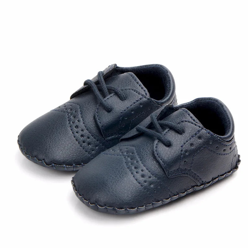 Meckior New Baby Shoes – Retro Leather Boy & Girl Toddler Shoes, Anti-Slip Rubber Sole First Walkers Crib Shoes