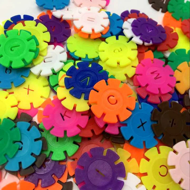 60/100/200PCS Snowflake Building Block Set – Early Education Puzzle Plastic Assembling Blocks, Baby Toy for Kids