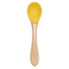 Feeding Wooden Handle Silicone Spoon for Baby – Training Utensils for Solid Foods – Kids' Manipulative Ability Development – Safe and Durable Children's Tableware