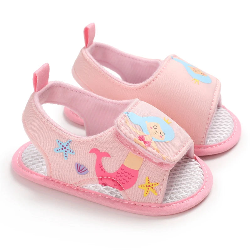 Summer Newborn Infant Baby Girls Princess First Walker Shoes – Soft Sole Sandals & Beach Slippers