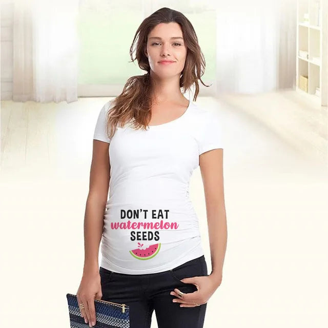 See You Soon Summer Tees Women T-shirts Slim Maternity Funny Letter Tops O-Neck Pregnancy T-shirts for Pregnant Women