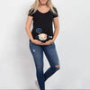 Summer Funny Cartoon Print Maternity T-Shirt | Pink Plus-Size Short Sleeve Tops | Pregnant Women Hot Sale T-Shirts