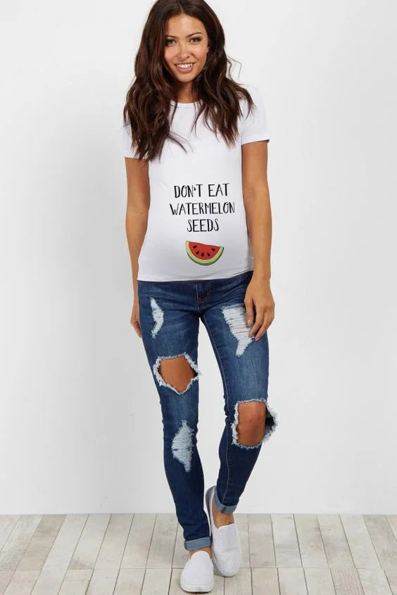 See You Soon Summer Tees Women T-shirts Slim Maternity Funny Letter Tops O-Neck Pregnancy T-shirts for Pregnant Women