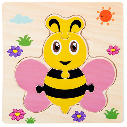 Baby Wooden 3D Puzzle – Tangram Shapes Educational Cartoon Animal Toy for Kids