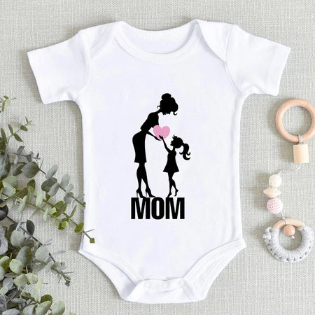 “I Love You Mom” – Aesthetic Newborn Baby Bodysuit, Soft & Comfy Toddler Jumpsuit for Boys & Girls, Casual Home Outfit