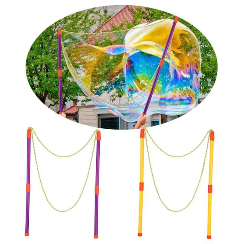 Outdoor Giant Bubble Wand Set - 2-Pack Foldable Bubble Wands (28 cm / 11 in Sections) for Kids, Parties & Rainbow Bubbles