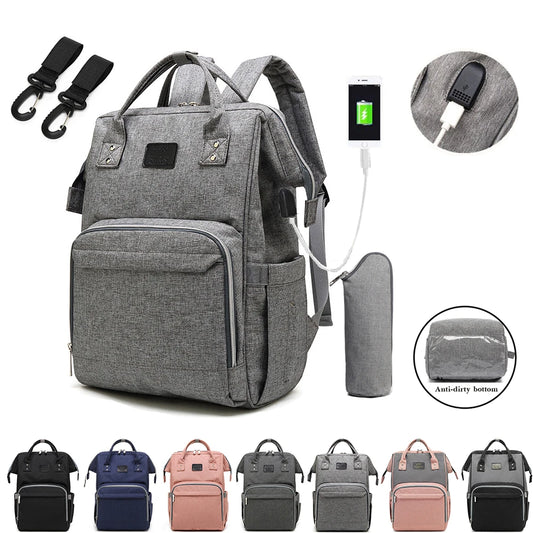 Large Capacity Waterproof Nappy Backpack – Multi-Function Travel Diaper Bag for Moms & Baby Care - Kidzy Market