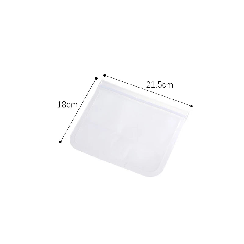 Reusable Silicone Food Storage Bag - Leakproof Zip-Closure Stand Up Bags for Fresh Food Storage, Sealed Fresh Wrap Containers