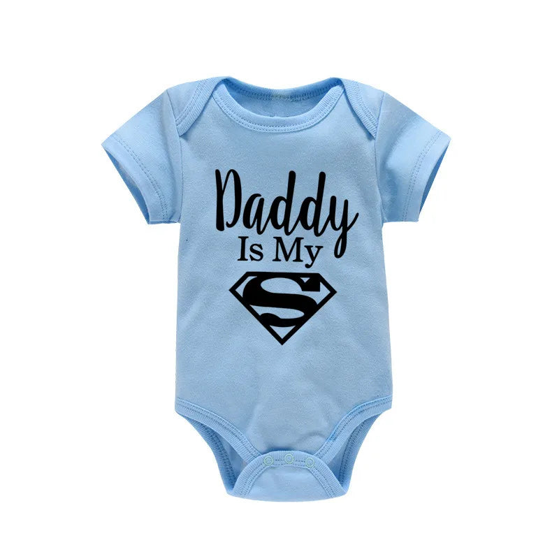 Newborn Baby Romper – "Daddy Is My Hero" Funny Print Bodysuit – Cute & Casual Infant Jumpsuit for Baby Boys & Girls