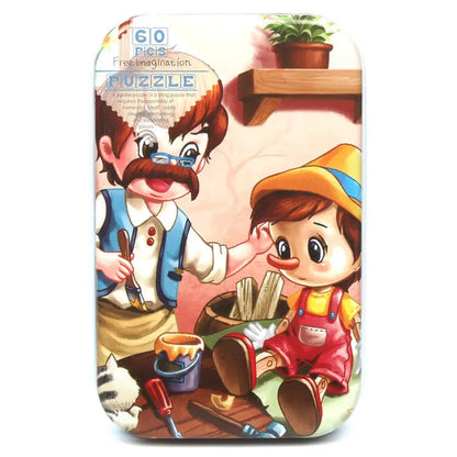 60 Pieces Wooden Jigsaw Puzzle – Cartoon Vehicle and Animal Educational Toy for Kids