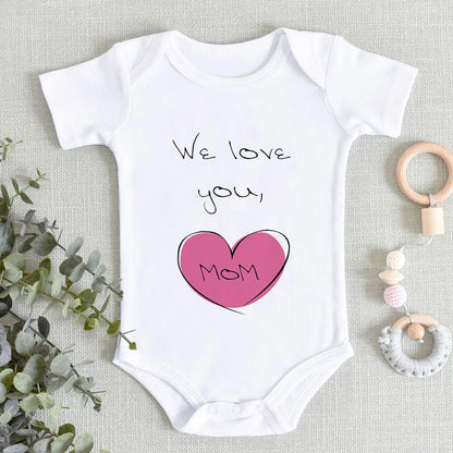 “I Love You Mom” – Aesthetic Newborn Baby Bodysuit, Soft & Comfy Toddler Jumpsuit for Boys & Girls, Casual Home Outfit