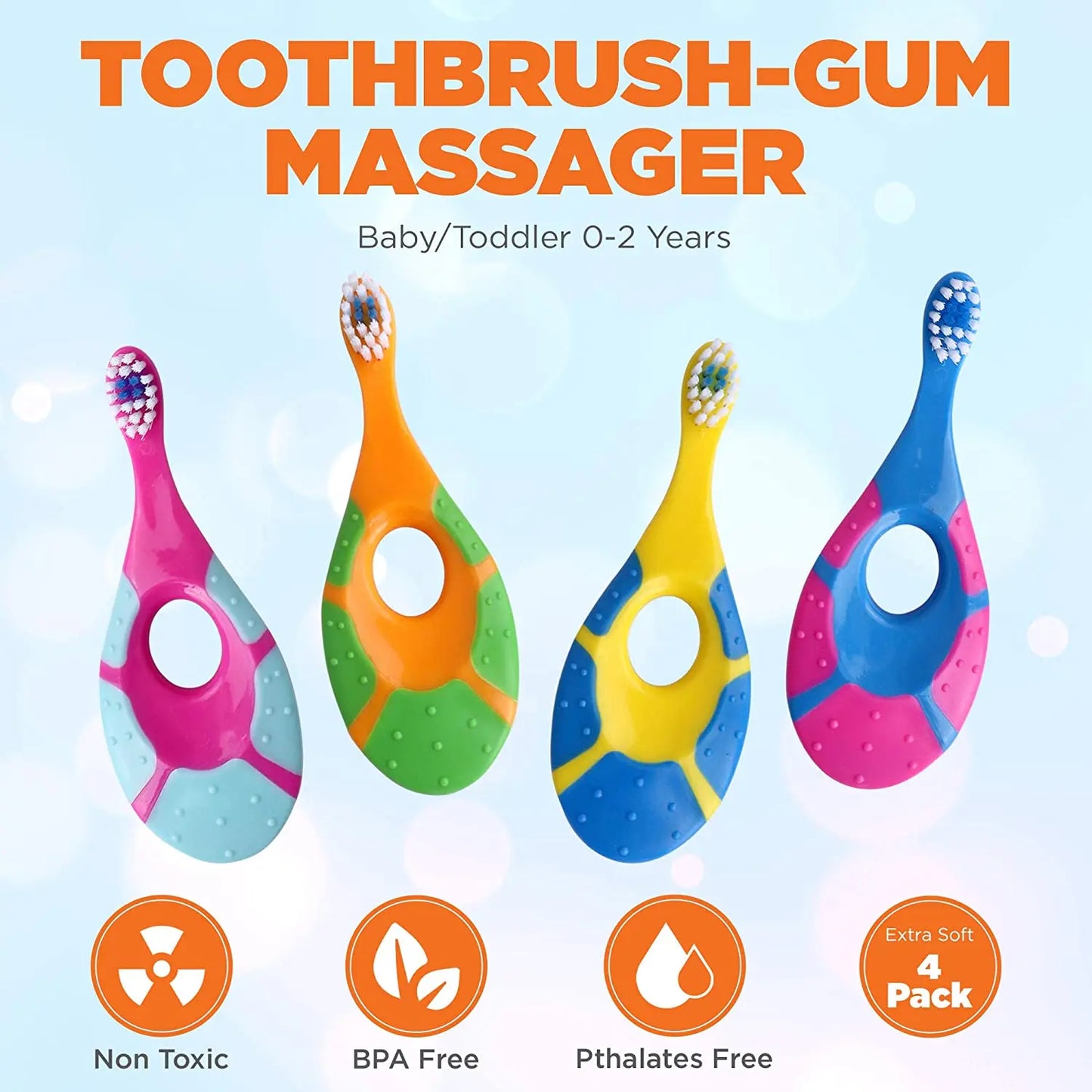 2Pcs Kids Soft Bristle Toothbrush with Non-Slip Handle, Ultra Dense Bristles for Gum Care