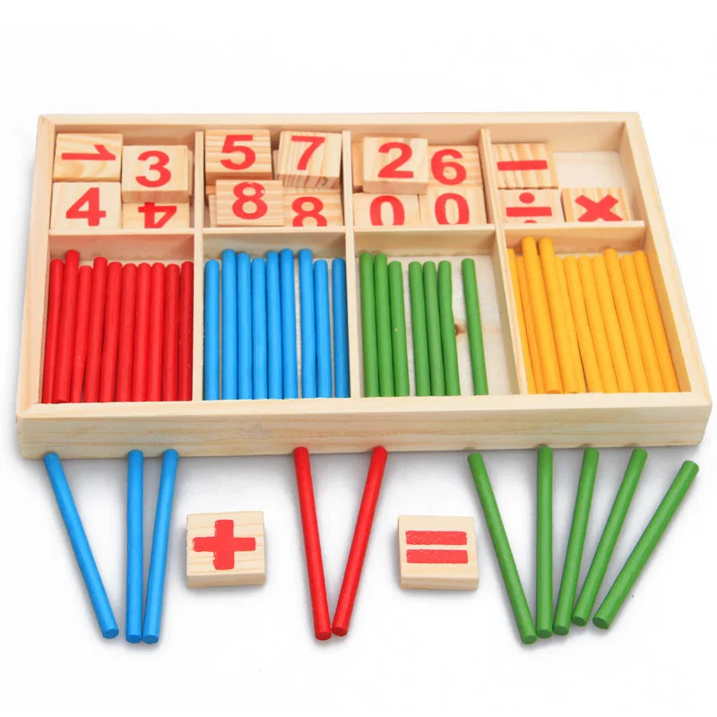 Montessori Wooden Math Toy – Busy Board with Counting, Shape, Color Matching, and Fishing Puzzle for Kids