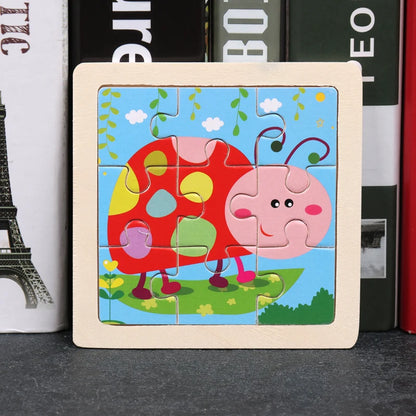 11x11cm (4.33x4.33in) Kids Wooden Puzzle – Cartoon Animal Traffic Tangram Educational Toy