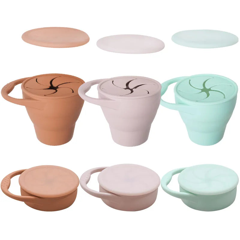 New Color Baby Silicone Snack Cup - Handheld Portable Food Storage, Foldable & Anti-Drop Snack Container for Babies