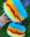Luxury Women’s Fox Fur Slides – Cozy Fluffy Plush Slippers with Non-Slip EVA Sole, Perfect for Home or Casual Outdoor Style
