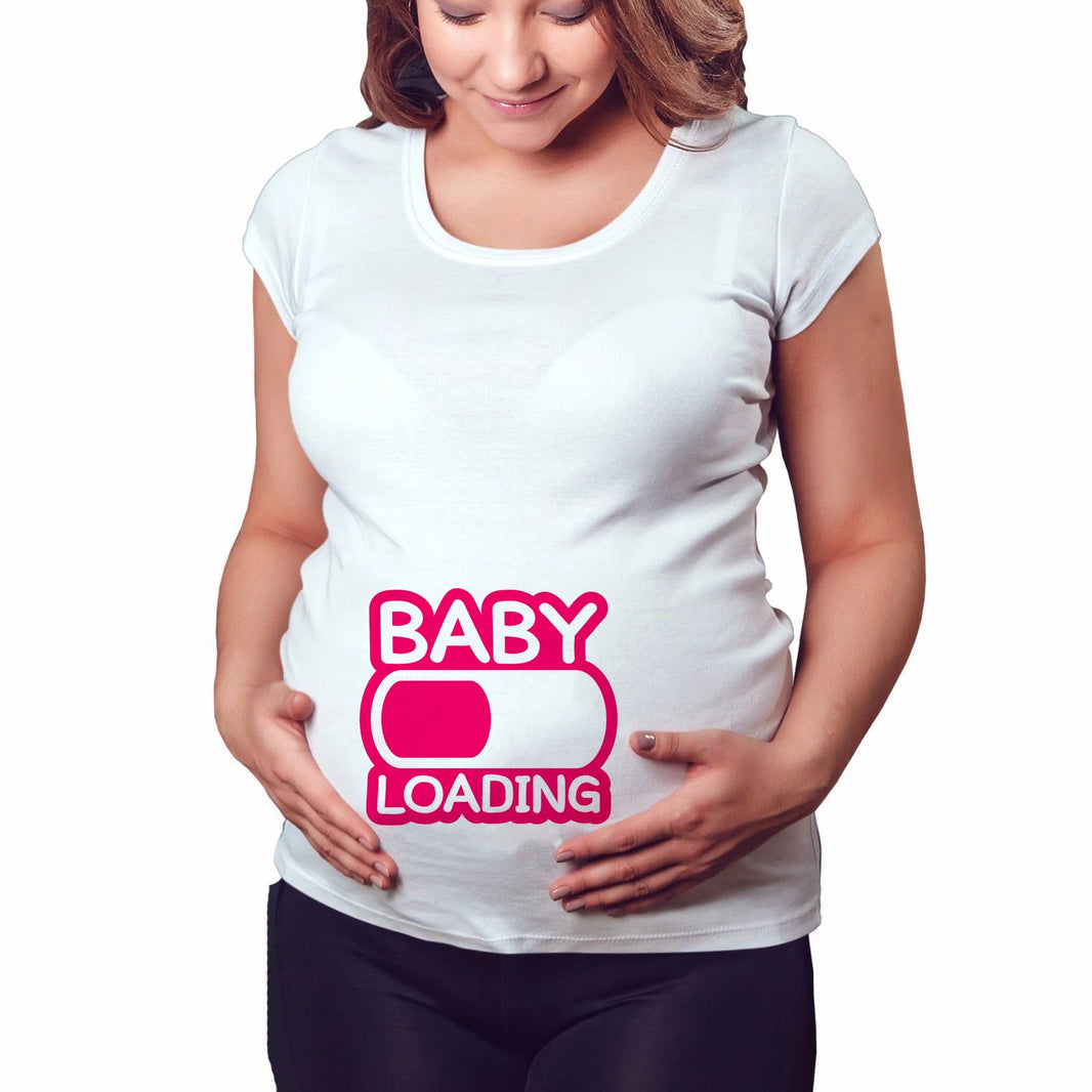 Brand New Women Pregnancy Clothes Baby Now Loading Pls Wait Maternity T-shirt Summer Short Sleeve Pregnant T-shirts