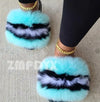 Women’s Fluffy Fox Fur Slides – Plush Furry Slippers with Anti-Slip Sole (Black, White, Red, Rainbow & Multi-Color Options)