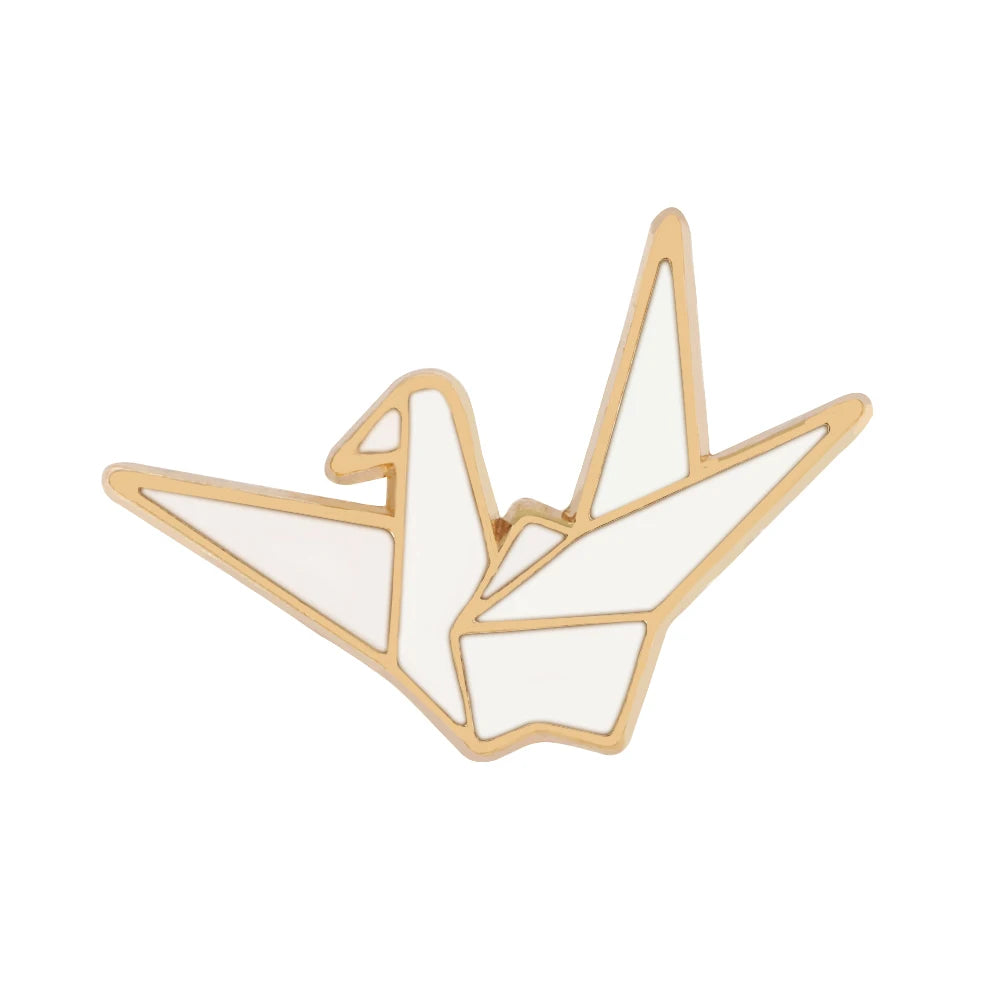 Paper Crane Pin Brooch Creative Origami Animal Enamel Lapel Pin Cartoon Badge Lucky Blessing Jewelry Gift