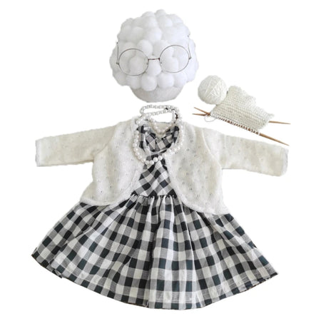 Funny Baby Photography Props Costume Set for Girls – Infant Cosplay Outfit, Grandma Clothes, Photo Shooting Hat and Accessories