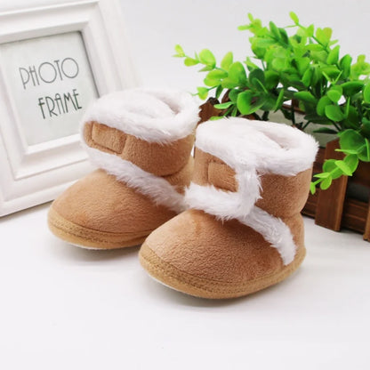 Jlong Winter Newborn Soft Sole First Walker Baby Shoes – Fur Warm Snow Boots for Girls (0-18 Months)